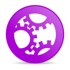 gears violet circle web glossy icon