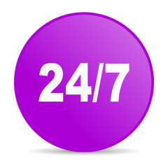 24/7 violet circle web glossy icon