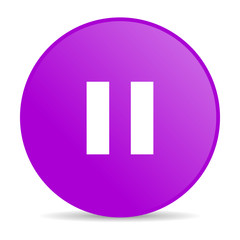 pause violet circle web glossy icon