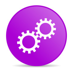 gears violet circle web glossy icon