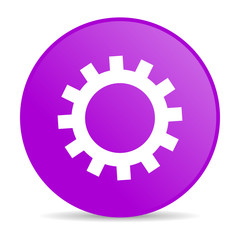 gears violet circle web glossy icon