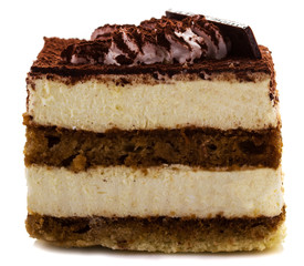 Delicious tiramisu dessert with cacao powder on top