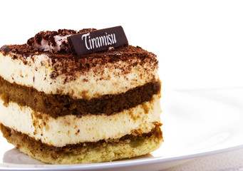 Delicious tiramisu dessert with cacao powder on top