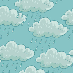 Seamless ornament with rainy clouds