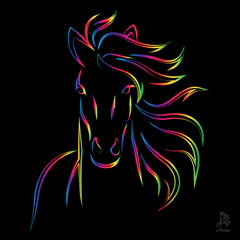 Vector image of an horse on black background