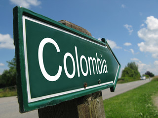 Colombia signpost along a rural road