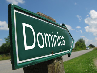 Dominica signpost along a rural road