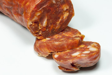 scharfe geschnittene Salami