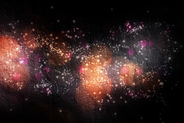 snowflakes and stars descending on background