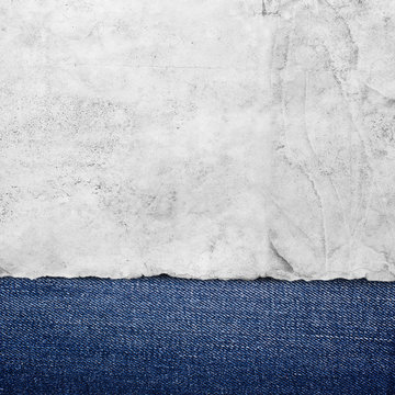 Vintage paper on blue jeans background