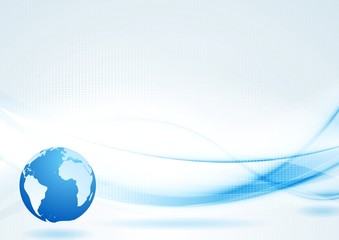 Vector blue tech background with abstract waves