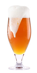 Frosty fresh beer  with foam isolated
