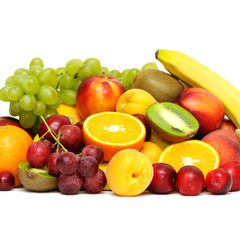 fruits and vegetables on white