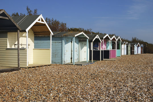 Beach huts at Rustington. Sussex. England