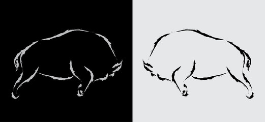 Vector image of two bison were collisions © yod67