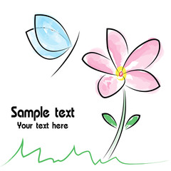 Vector image of flower and butterfly