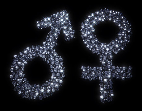 Gender male and female symbols on black background