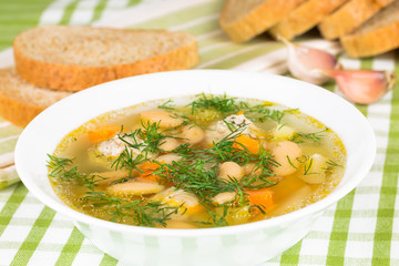 Soup with meatballs and vegetables