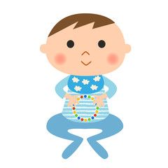 おすわりする赤ちゃん（男の子）