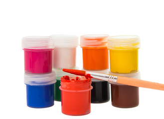 gouache of paint and brush