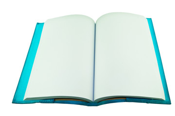 Blue notebook on white background