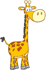 Naklejka premium Happy Giraffe Cartoon Mascot Character