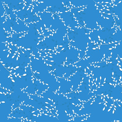 white leaf ornament vector seamless pattern