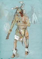 Papier Peint photo autocollant Indiens Indien sur le sentier de la guerre (hache de combat creusée)