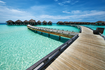Fototapeta premium Beautiful beach with water bungalows