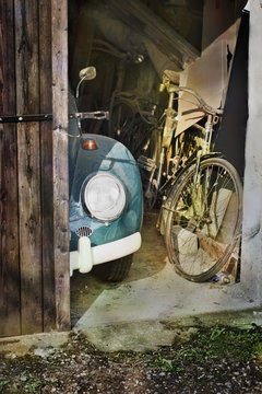 old car and bike