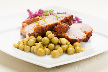 Roast pork. Selective focus.