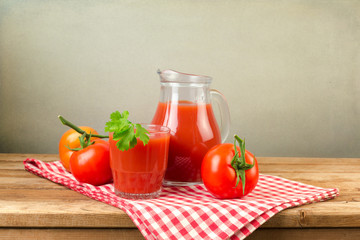 Tomato juice on wooden table