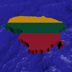 Lithuania map flag in abstract ocean illustration