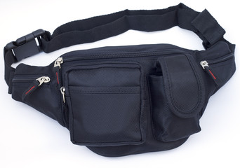 Naklejka premium Nylon waist pouch on white background