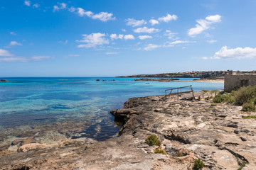 Els Pujols coastline in Formentera island, Mediterranean sea, Sp