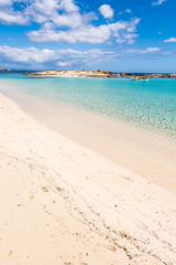 Els Pujols beach in Formentera island, Mediterranean sea, Spain