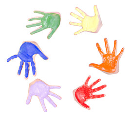 Fototapeta premium Painted hands in a circle