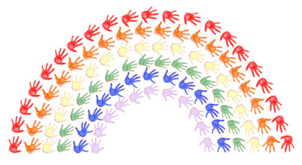 painted hands making a rainbow