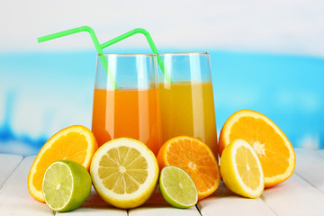 Lots ripe citrus with juices