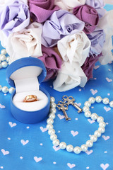 Conceptual photo: wedding in blue and violet color style