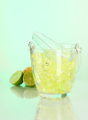 Ice in the bucket on different backgrounds