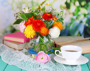 Scenic still life of flowers buttercups