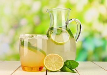 Citrus lemonade in pitcher and glass