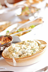 buffet luncheon at a function, blurred background