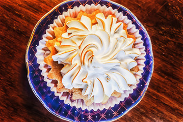 cupcake on a blue plate