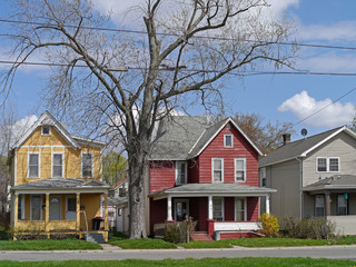Naklejka premium Older houses with colorful siding