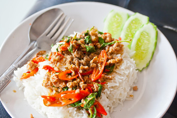 Basil Fried Rice with Pork