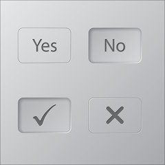 Yes, no, tick and cross button set