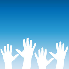 Vector hands toward heaven background