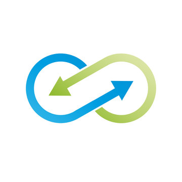 Vector Logo infinite with arrows. Green recycling